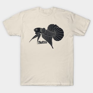 betta fish stamp with monochrome typography T-Shirt